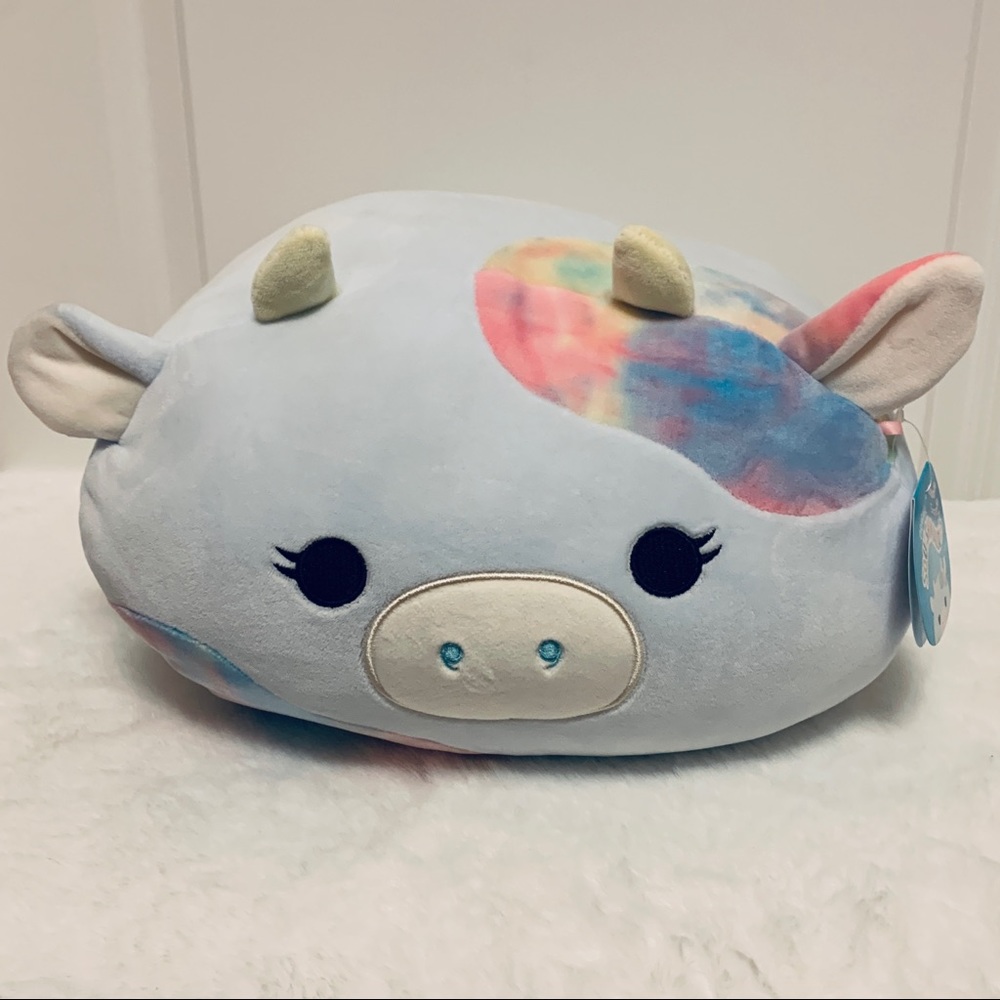 Squishmallow Caedia Cow 🐮, Stackable, Blue Rainbow 🌈, 12” New